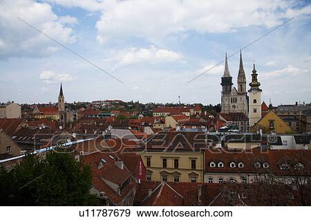 Stock Photo - Cityscape with Zagreb Cathedral. Fotosearch