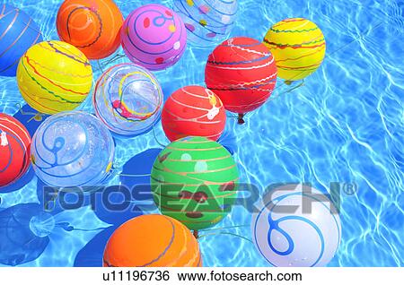 Colorful Balloons Floating on Water View Large Photo Image Stock Photograph - Colorful Balloons Floating on Water. Fotosearch