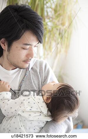 Father Holding Sleeping Baby View Large Photo Image Stock Image - Father Holding Sleeping Baby. Fotosearch