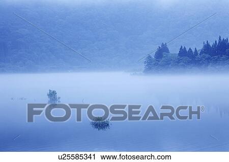 Stock Image - Foggy Tadami River. Fotosearch