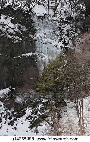 Stock Photo - Frozen Kaminari Falls. Fotosearch