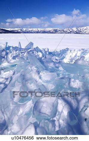 Stock Photograph - Frozen Kussharo lake, Hokkaido Prefecture, Japan. Fotosearch
