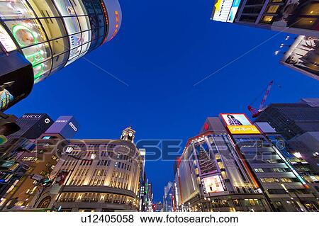 Ginza at Night View Large Photo Image Stock Photo - Ginza at Night. Fotosearch