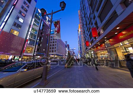 Ginza at Night View Large Photo Image Stock Photo - Ginza at Night. Fotosearch