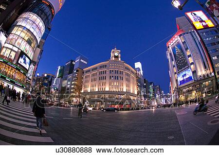 Stock Photo - Ginza at Night. Fotosearch