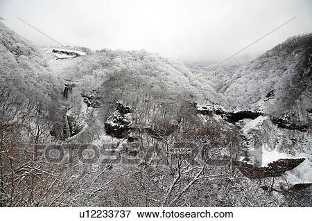 Hanniya Waterfall in Winter View Large Photo Image Stock Photo - Hanniya Waterfall in Winter. Fotosearch