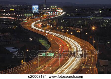 Hanshin Expressway at Night View Large Photo Image Picture - Hanshin Expressway at Night. Fotosearch