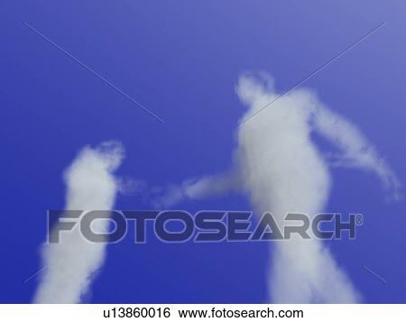 Human shaped clouds shaking hands, digitally generated image View Large Photo Image Stock Photograph - Human shaped clouds shaking hands, digitally generated image. Fotosearch