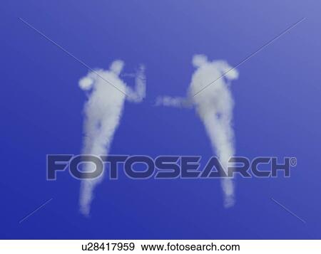Stock Photo - Human shaped clouds talking, digitally generated image. Fotosearch
