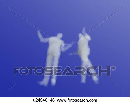 Stock Photograph - Human shaped clouds talking, digitally generated image. Fotosearch