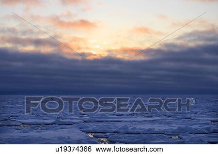 Stock Photograph - Iceberg in the morning, Hokkaido Prefecture, Japan. Fotosearch