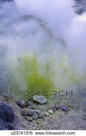 Stock Photograph - Iozan volcano, sulfurous vents, Hokkaido Prefecture, Japan. Fotosearch