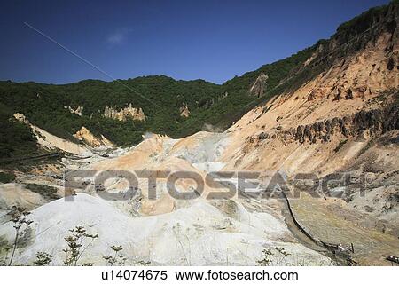 Stock Photography - Jigokudani at Noboribetsu hot spring, Hokkaido Prefecture, Japan. Fotosearch