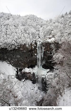 Kegon Falls in winter View Large Photo Image Stock Image - Kegon Falls in winter. Fotosearch