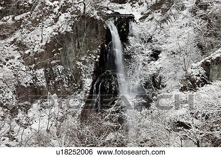 Stock Photograph - Kirifuki Falls in Winter. Fotosearch