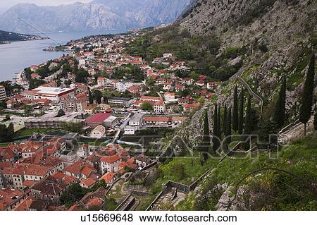 Kotor Seen From Mountain View Large Photo Image Stock Photo - Kotor Seen From Mountain. Fotosearch