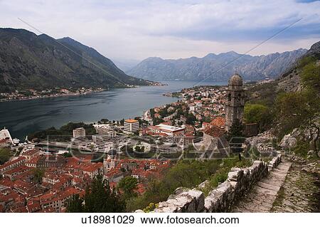 Stock Photo - Kotor Viewed From Mountain. Fotosearch