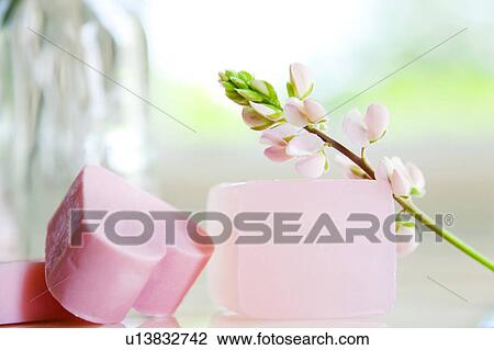 Stock Image - Lupine Flowers and Soap. Fotosearch