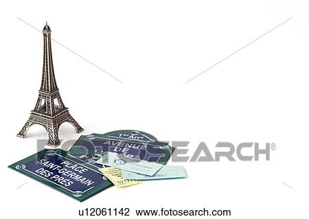 Miniature Eiffel tower, road signs and tickets View Large Photo Image Stock Image - Miniature Eiffel tower, road signs and tickets. Fotosearch