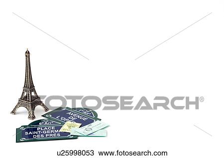 Miniature Eiffel tower, road signs and tickets View Large Photo Image Stock Image - Miniature Eiffel tower, road signs and tickets. Fotosearch