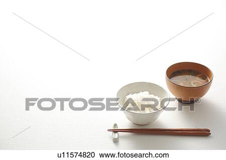 Stock Image - Miso Soup and Rice. Fotosearch