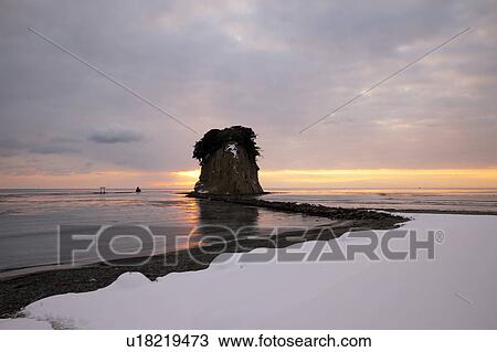 Stock Image - Mitsuke Island in Winter Morning. Fotosearch