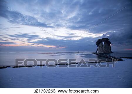 Stock Image - Mitsuke Island in Winter Morning. Fotosearch