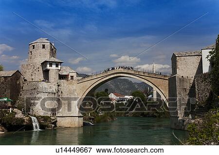 Mostar Bridge View Large Photo Image Stock Photo - Mostar Bridge. Fotosearch