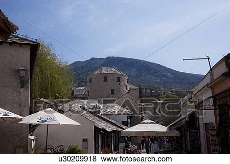 Mostar Old City View Large Photo Image Stock Photo - Mostar Old City. Fotosearch