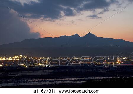 Stock Image - Mount Komochi and Shibukawa at Dusk. Fotosearch