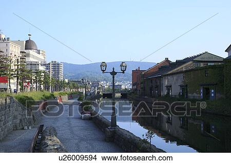 Picture - Otaru canal and warehouses, Hokkaido Prefecture, Japan. Fotosearch