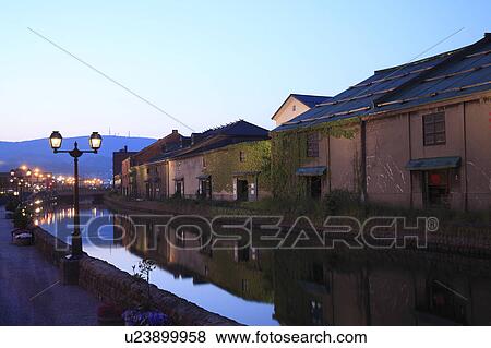 Stock Photo - Otaru canal and warehouses, Hokkaido Prefecture, Japan. Fotosearch