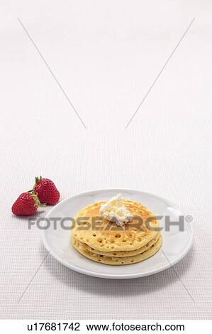Pancakes with Whipped Cream and Strawberries View Large Photo Image Stock Image - Pancakes with Whipped Cream and Strawberries. Fotosearch