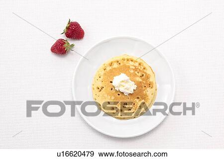 Pancakes with Whipped Cream and Strawberries View Large Photo Image Stock Photo - Pancakes with Whipped Cream and Strawberries. Fotosearch