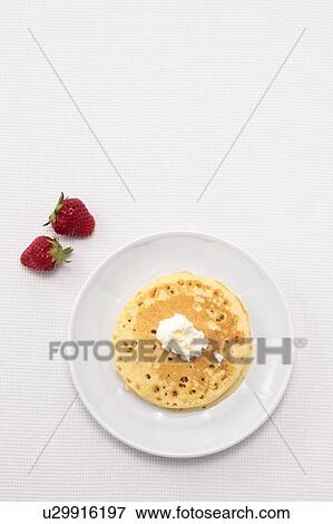 Pancakes with Whipped Cream and Strawberries View Large Photo Image Stock Photo - Pancakes with Whipped Cream and Strawberries. Fotosearch