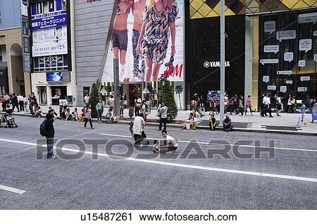 Pedestrian zone in Ginza, Chuo Ward, Tokyo Prefecture, Japan View Large Photo Image Stock Image - Pedestrian zone in Ginza, Chuo Ward, Tokyo Prefecture, Japan. Fotosearch