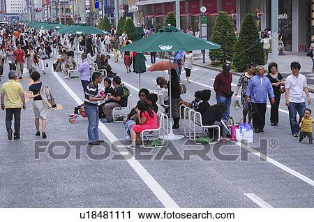 Stock Image - Pedestrian zone in Ginza, Chuo Ward, Tokyo Prefecture, Japan. Fotosearch