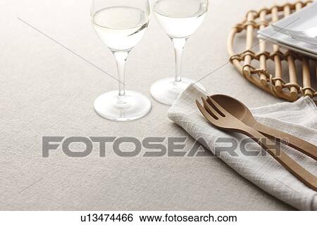 Place Setting with Hemp Canvas View Large Photo Image Stock Photograph - Place Setting with Hemp Canvas. Fotosearch
