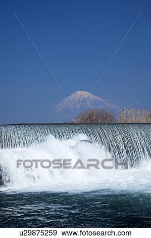 River Flowing, Mount Fuji in Background View Large Photo Image Stock Photo - River Flowing, Mount Fuji in Background. Fotosearch