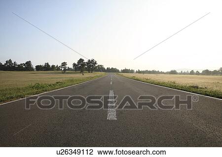 Stock Image - Road in the morning, Aomori Prefecture, Honshu, Japan. Fotosearch