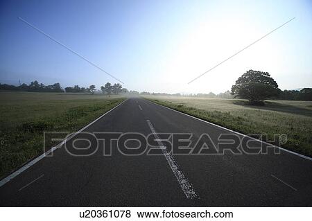 Stock Photo - Road in the morning, Aomori Prefecture, Honshu, Japan. Fotosearch
