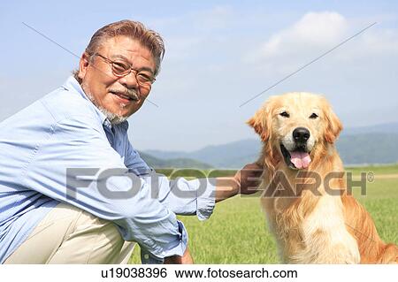 Senior Man with Dog View Large Photo Image Stock Photograph - Senior Man with Dog. Fotosearch