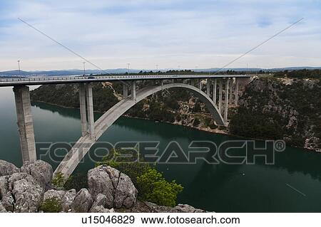 Sibenik Bridge Over Krka River View Large Photo Image Stock Photo - Sibenik Bridge Over Krka River. Fotosearch