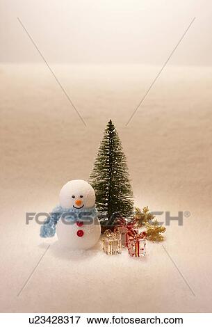 Snowman and Christmas Tree View Large Photo Image Stock Photo - Snowman and Christmas Tree. Fotosearch