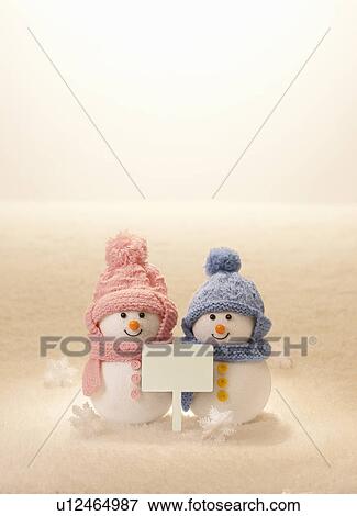 Snowmen with Blank Message View Large Photo Image Stock Photo - Snowmen with Blank Message. Fotosearch
