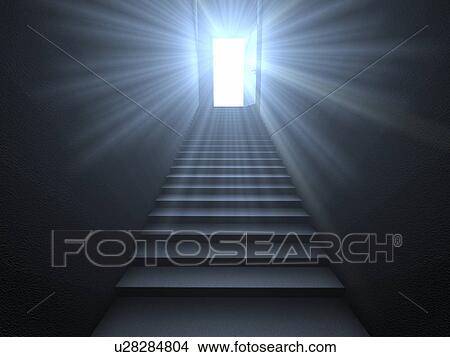 Staircase and open door, digitally generated image View Large Photo Image Picture - Staircase and open door, digitally generated image. Fotosearch
