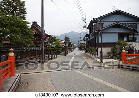 Street with Traditional Houses View Large Photo Image Stock Photo - Street with Traditional Houses. Fotosearch