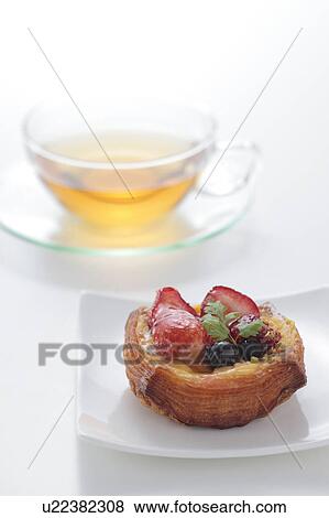Tea and Berry Tart View Large Photo Image Stock Photo - Tea and Berry Tart. Fotosearch