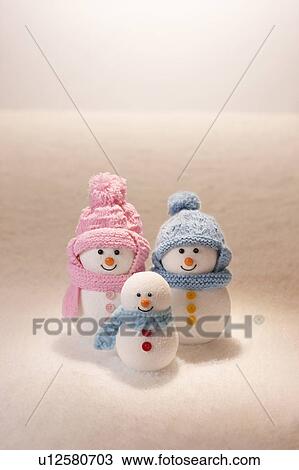Stock Image - Three Snowmen. Fotosearch