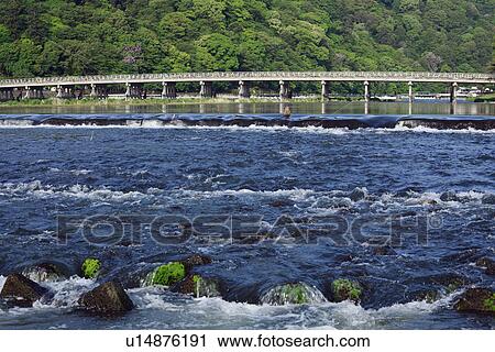 Stock Image - Togetsukyo Bridge and Oi River. Fotosearch